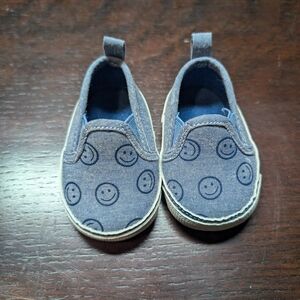 Children's Blue Smiley Face Slip-On Sneakers